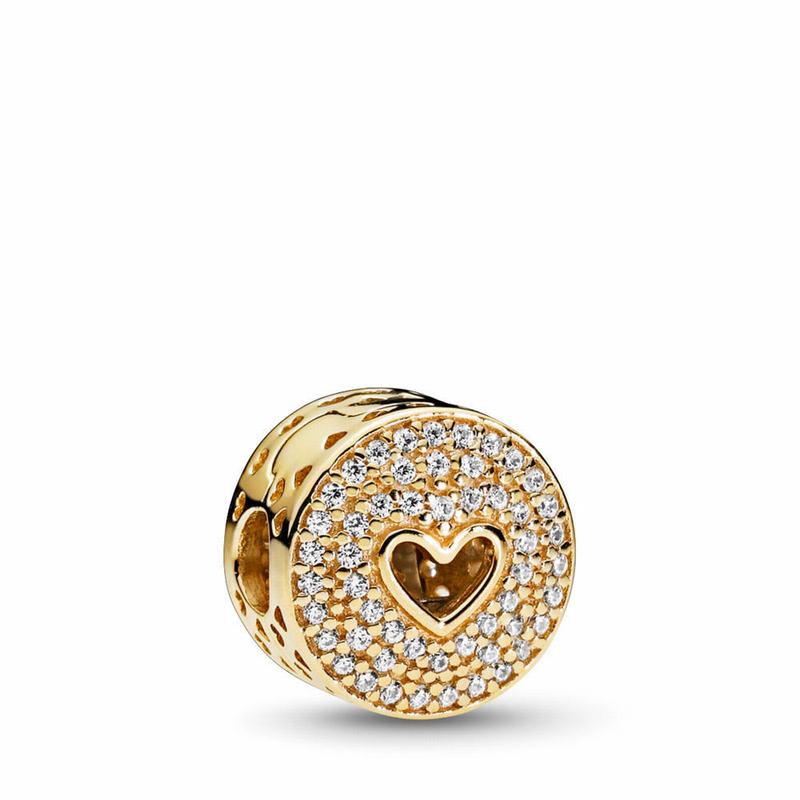 Pandora Heart Of Luxury Clip Charm - Yellow Gold 14 K/Cubic Zirconia - Canada | JV6088TP